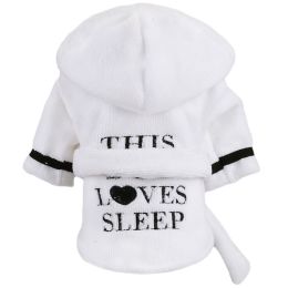 Pet Hooded Bathrobe White Coral Casual