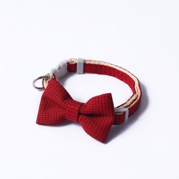 Pet Collar Houndstooth Design Bow