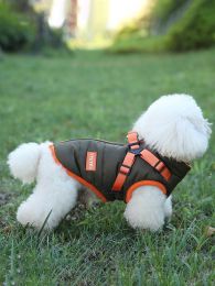 Pet Winter Clothes Plus Velvet Thick Cotton-padded Winter Warm Dog Vest Two-legged Small And Medium-sized Dog Ski Suit