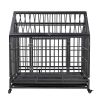 Heavy-Duty Metal Dog Kennel, Pet Cage Crate with Openable Pointed Top and Front Door, 4 Wheels, 42.5"L x 28.3"W x 44"H