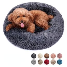 Soft Dog Bed Cat Beds Cat Sleeping Plush Mat Cushion Kitten Nest Sofa Kennel For Puppy Colorful Fluffy Warm Comfortable Pet Bed (Color: Blue)