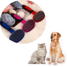 Dog Massage Comb Nylon Needle Comb Cat Cat Bath Brush Stainless Steel Needle Comb Cleaning Pet Supplies (Color: Pink)