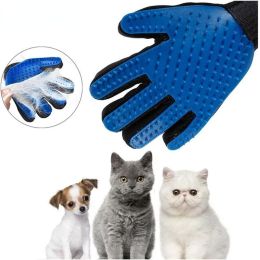 Dog Cat Pet Combs Grooming Deshedding Brush Gloves Effective Cleaning Back Massage Animal Bathing Fur Hair Removal (Metal Color: green)