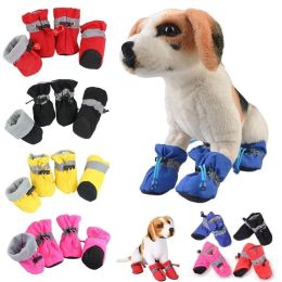 Anti-slip Pet Dog shoes Waterproof boots shoes puppy cat socks boots dog shoes (Color: black)